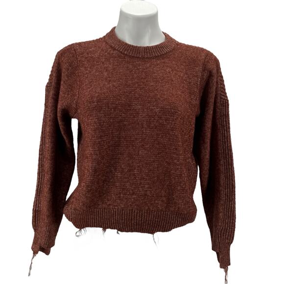 Splendid Revolve Womens Distressed Sweater SZ M Red High Low Cozy Boxy Oversized - Picture 1 of 10